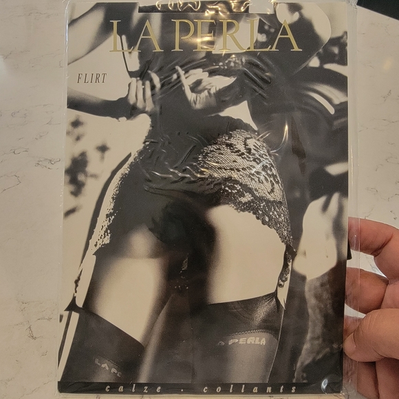 La Perla black thigh high 40 den with back logo size XL - Picture 8 of 9